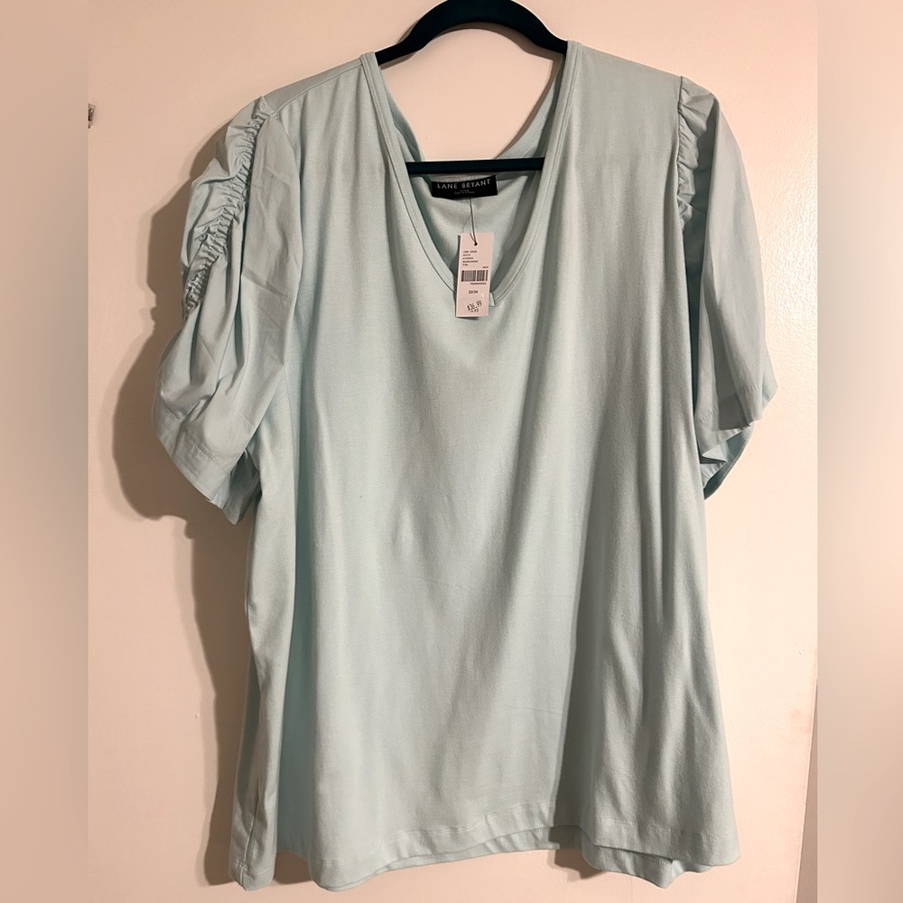 NWT lane bryant vneck Tshirt light teal 22/24